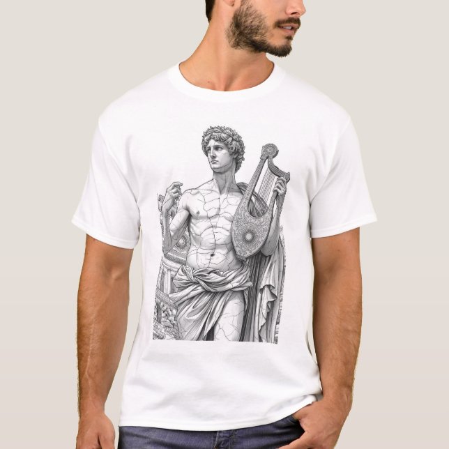 Camiseta Apollo Greek God of Sun and Music - Black and Whit (Anverso)