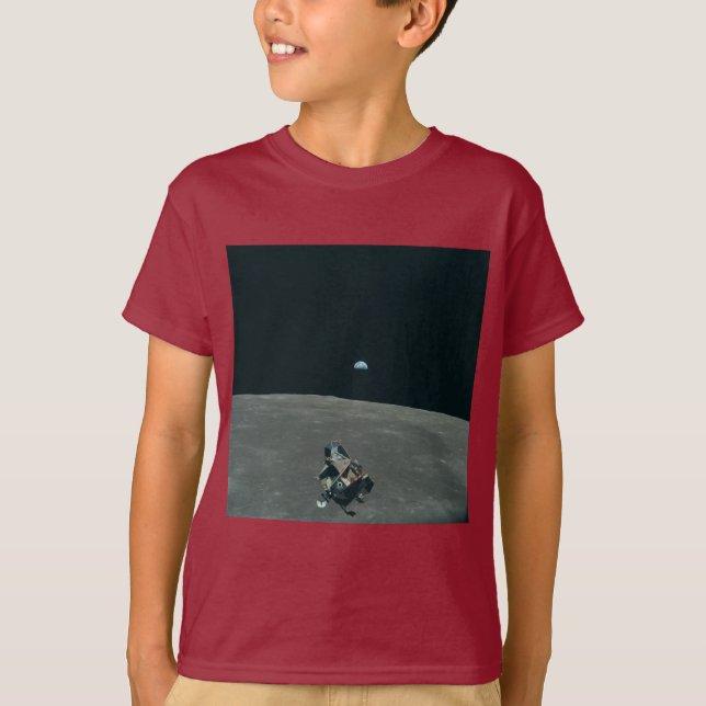 Camiseta Apollo Lunar Lander y Earrise Over Moon (Anverso)