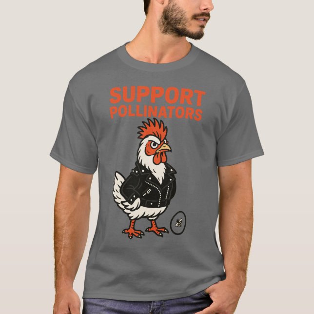 Camiseta Apoya a Polinators Cool Rooster con chaqueta de cu (Anverso)
