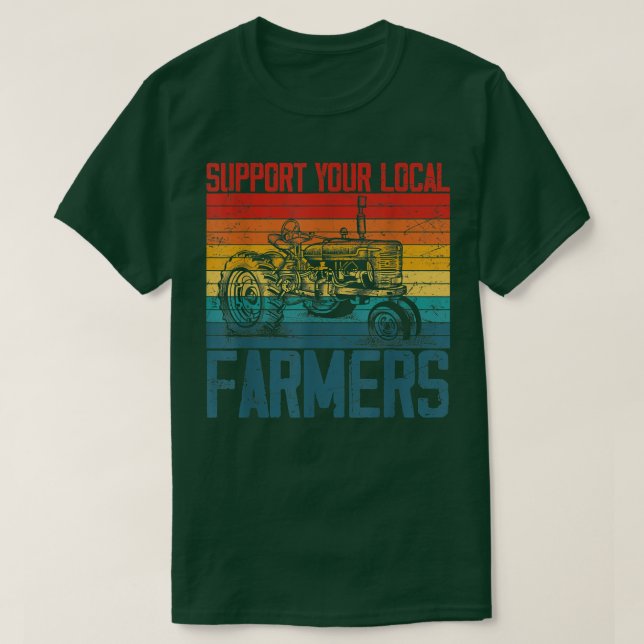 Camiseta Apoya a su agricultor local Guay Farming Retro Vin (Diseño del anverso)