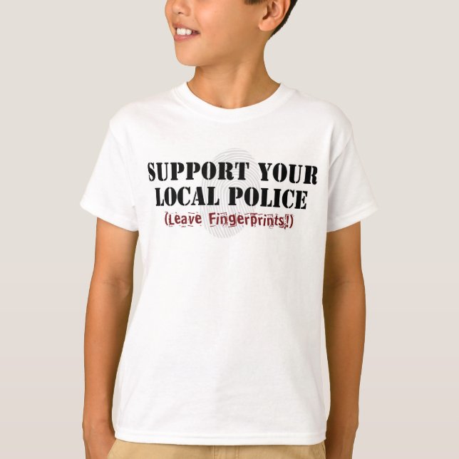 Camiseta Apoya a su policía local - Deje huellas digitales (Anverso)