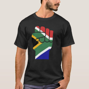 Camiseta Apoya a Sudáfrica Puño en Alto Bandera Sudafricana