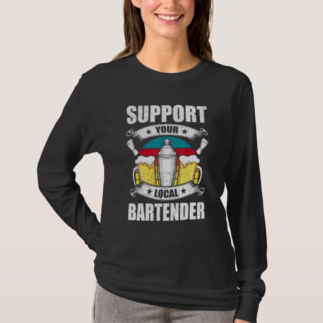 Camiseta Apoya a tu barman local Bartending Barman (Anverso)