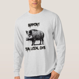 Camiseta Apoya a tus gatos locales con un jabalí