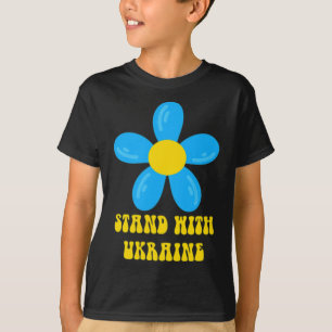 Camiseta Apoya a Ucrania Flor Azul Y Amarillo Solidaridad