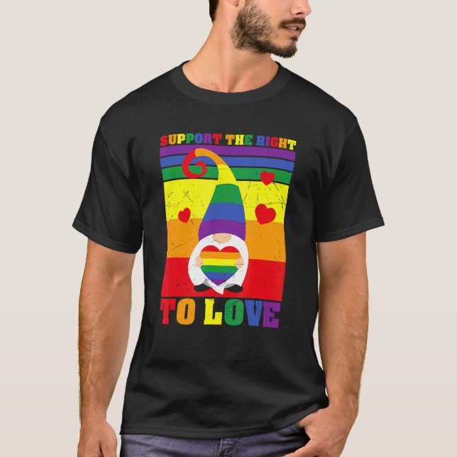 Camiseta Apoya El Derecho A Amar A Gnome Cute Gay Lgbt Prid (Anverso)