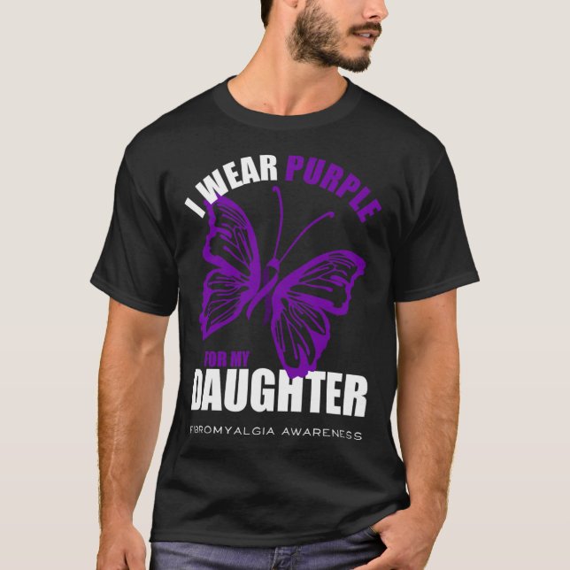 Camiseta Apoya Fibromialgia Conciencia Mariposa Púrpura Ri (Anverso)