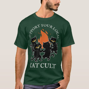 Camiseta Apoya su culto local de gato oculta gatos negros D