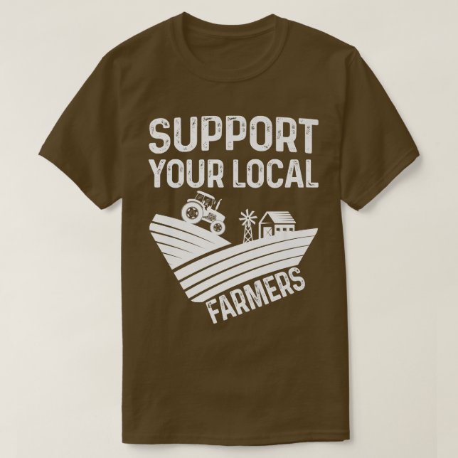 Camiseta Apoya su Guay Tractor de agricultores locales en l (Diseño del anverso)