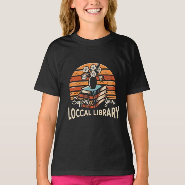 Camiseta apoya tu biblioteca local cuadrada (Anverso)