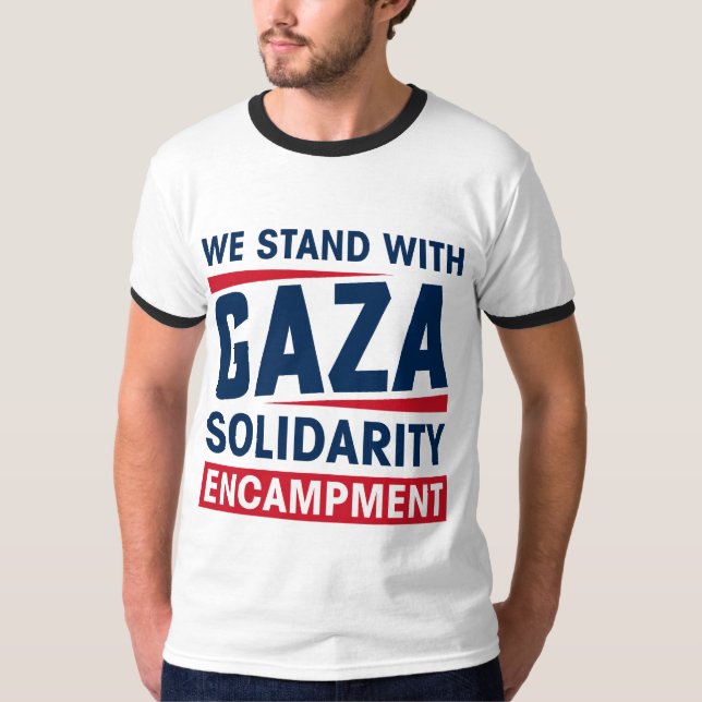 Camiseta Apoyamos el campamento solidario de Gaza - Hombres (Anverso)