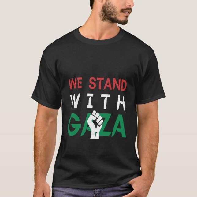 Camiseta Apoyamos Gaza, Palestina Libre, Puño, Solidaridad (Anverso)