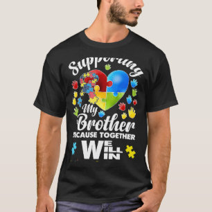 Camiseta Apoyando a mi hermano rompecabezas Conciencia sobr