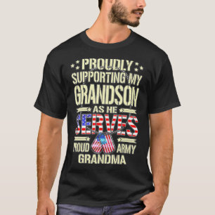 Camiseta Apoyando a mi nieto mientras sirve al orgulloso ej