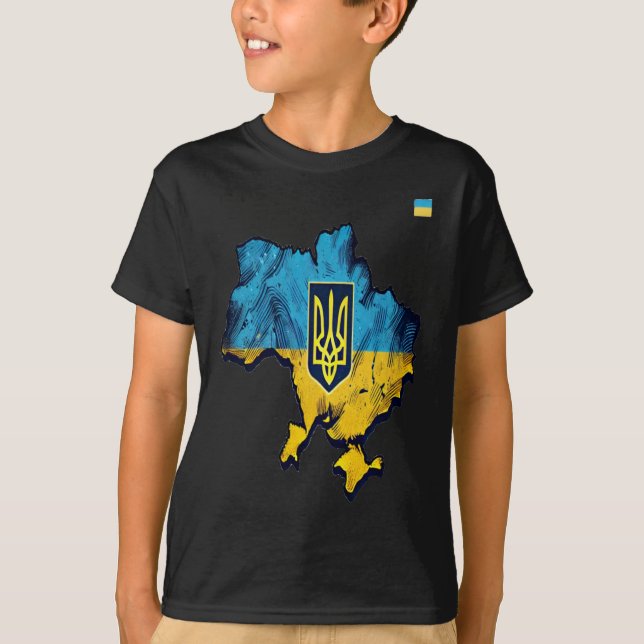Camiseta Apoyar a Ucrania - Liberen a Ucrania en mapa con b (Anverso)