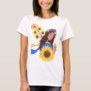 Camiseta Apoyar a una mujer de pelo marrón de Ucrania con g