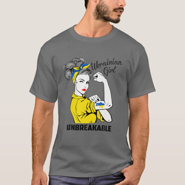 Camiseta Apoyar al inquebrantable Chica ucraniano fuerte (Anverso)