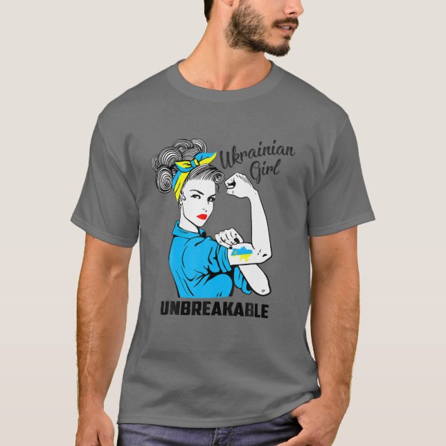 Camiseta Apoyar al inquebrantable Chica ucraniano fuerte (Anverso)