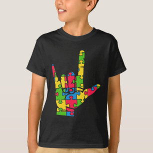 Camiseta Apoyar el autismo Lenguaje de Rótulo de amor