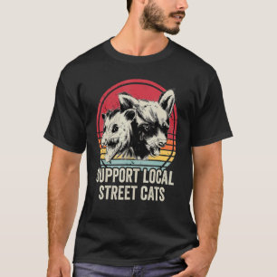 Camiseta Apoyar Gatos Callejeros Locales Zarigüeya y Mapach