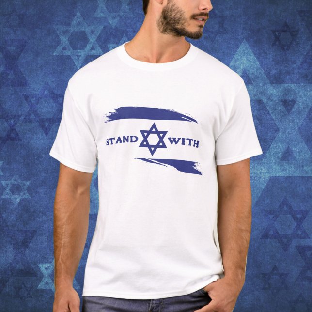 Camiseta Apoyar la bandera azul y blanca de Israel (Subido por el creador)