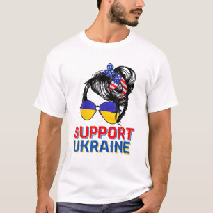 Camiseta Apoyar la bandera ucraniana de la mujer ucraniana