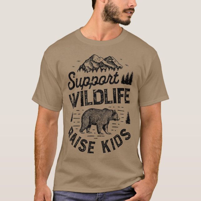 Camiseta Apoyar la vida salvaje criar niños niños mamá papá (Anverso)