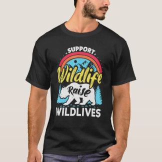 Camiseta Apoyar Vida Silvestre Criar Niños Salvajes Mamá Pa