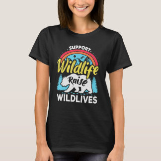 Camiseta Apoyar Vida Silvestre Criar Niños Salvajes Mamá Pa