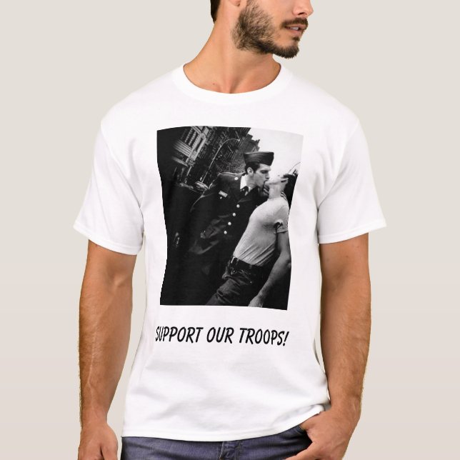 Camiseta ¡Apoye a nuestras tropas! ¡, Apoye a nuestras (Anverso)