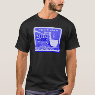 Camiseta Apoye a sus hombres que beben café en la cafetería
