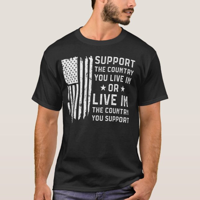 Camiseta Apoye al país que vives con bandera estadounidense (Anverso)