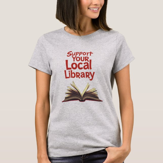 Camiseta Apoye el libro retro de la biblioteca local (Anverso)