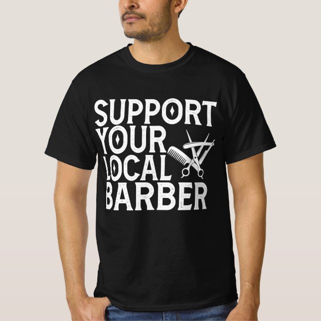 Camiseta Apoye su Barber local (Anverso)