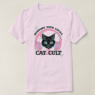 Camiseta Apoye su culto local de gato - Gótico Pastel rosa