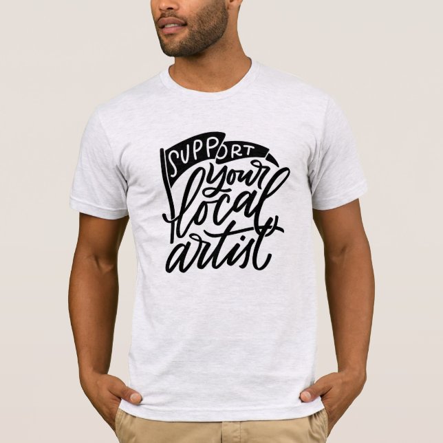 Camiseta Apoye su mano local del artista puesta letras (Anverso)