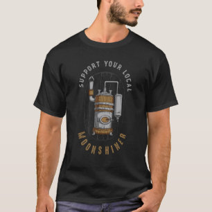 Camiseta Apoye su morador local con botella de licor