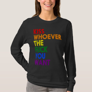 Camiseta Apoyen a Lgbt Kiss a quienquiera que sea la bander