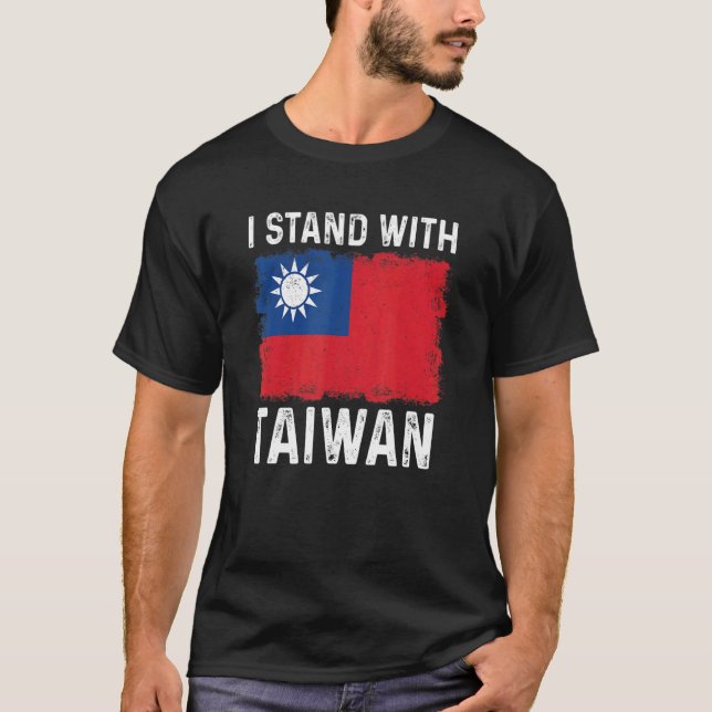 Camiseta Apoyen a Taiwán con la bandera taiwanesa de Taiwán (Anverso)