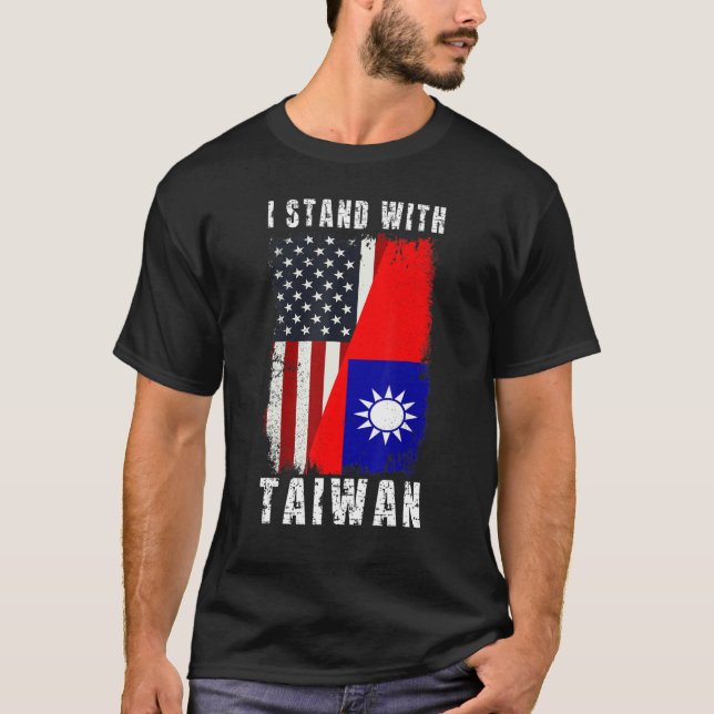 Camiseta Apoyen a Taiwán con la bandera taiwanesa de Taiwán (Anverso)