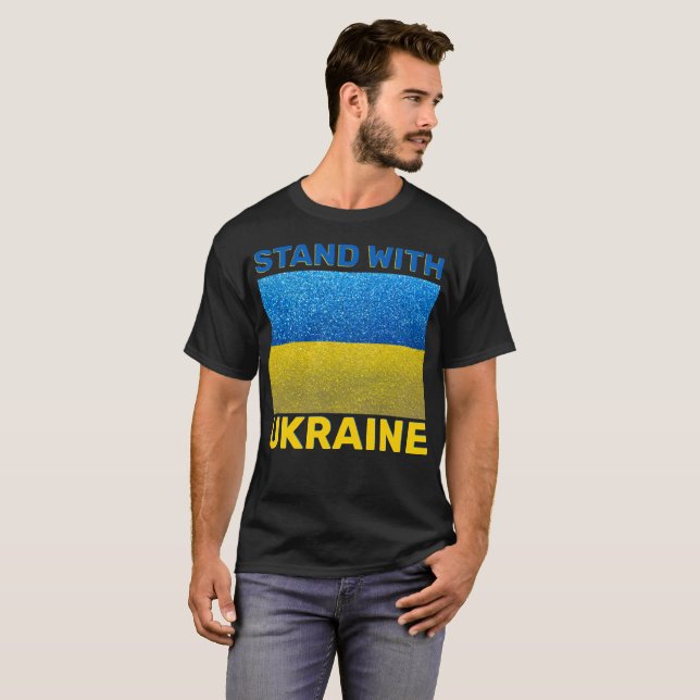 Camiseta Apoyen a Ucrania como Purpurina ucraniano de paz m (Anverso completo)