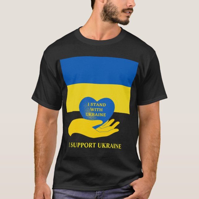 Camiseta Apoyen a Ucrania con bandera y corazón (Anverso)