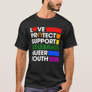 Camiseta Apoyo a Amar Proteger Celebrar la Juventud Queer L