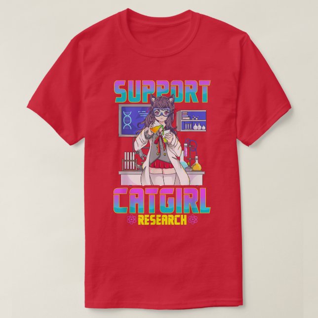 Camiseta Apoyo a Catgirl Research Cute Anime Cat Chica Waif (Diseño del anverso)