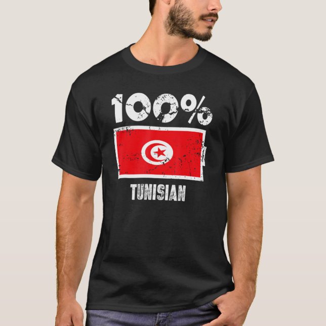 Camiseta Apoyo a la bandera de Túnez 100 batería de energía (Anverso)