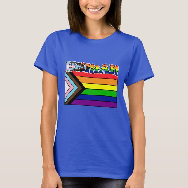 Camiseta Apoyo a la bandera LGBTQ humana arcoiris y orgullo (Anverso)