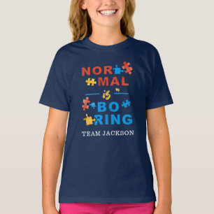 Camiseta Apoyo a la Conciencia del Autismo Normal es Aburri