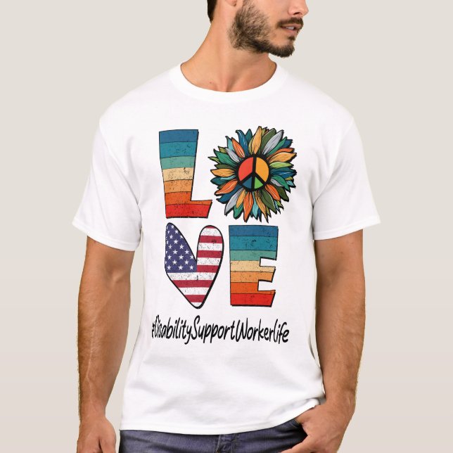 Camiseta Apoyo a la Discapacidad Trabajador Vida Paz Amor (Anverso)
