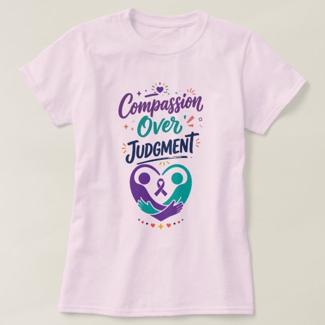 Camiseta Apoyo a la Salud Mental con Cinta Morada  (Diseño del anverso)