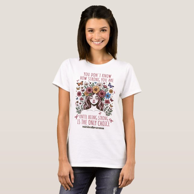 Camiseta Apoyo a las anemia falciforme de las mujeres flora (Anverso completo)